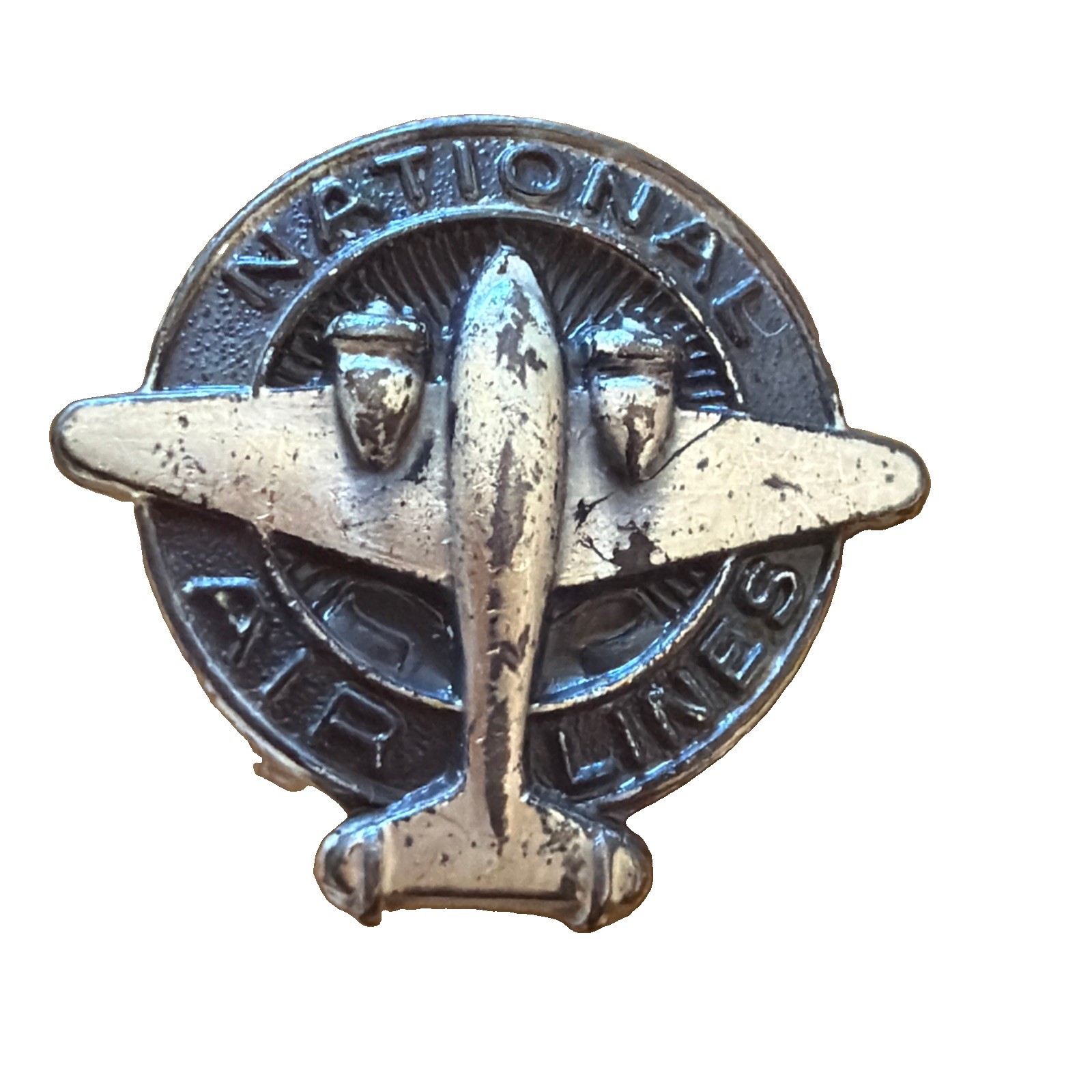 Vintage Silver National Airlines Service Award Lapel Pin