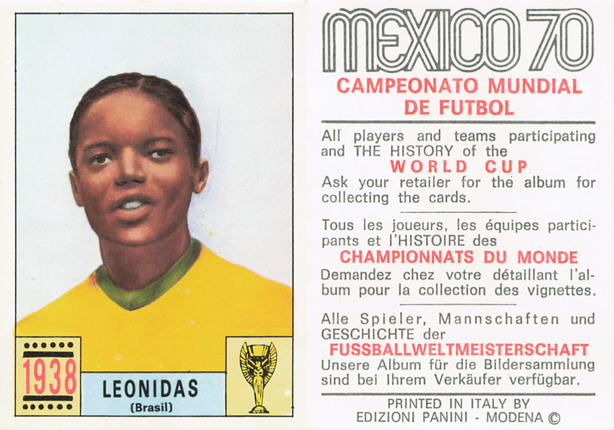 1970 Panini World Cup Mexico 70 - 1938 Leonidas - Brazil International Red Black 1970 Panini World Cup Mexico 70 - 1938 Leonidas - Brazil International Red Black