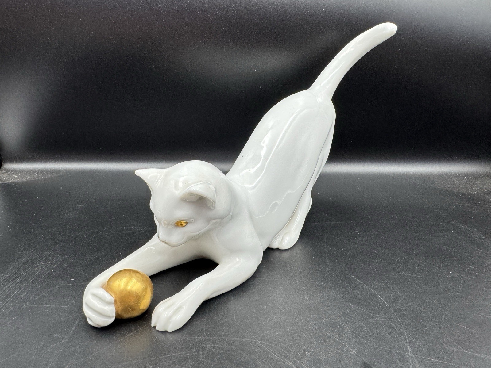 Erphila Germany Cat With Ball Decorative Collectible Figurine Rare Cat Figure Erphila Germany Cat With Ball Decorative Collectible Figurine Rare Cat Figure
