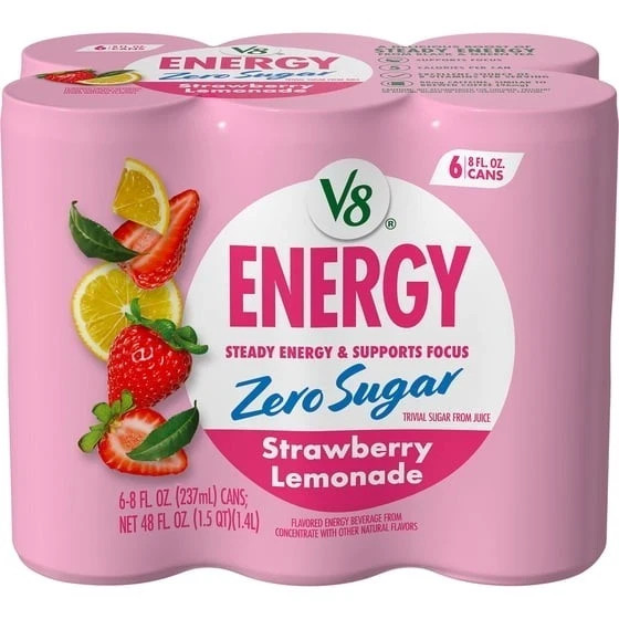 V8 Energy Zero Sugar Strawberry Lemonade, 8 fl. oz. Can (6 Pack) V8 Energy Zero Sugar Strawberry Lemonade, 8 fl. oz. Can (6 Pack)