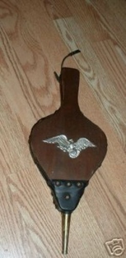 Vintage Fireplace Bellows Wood Leather w Eagle Japan
