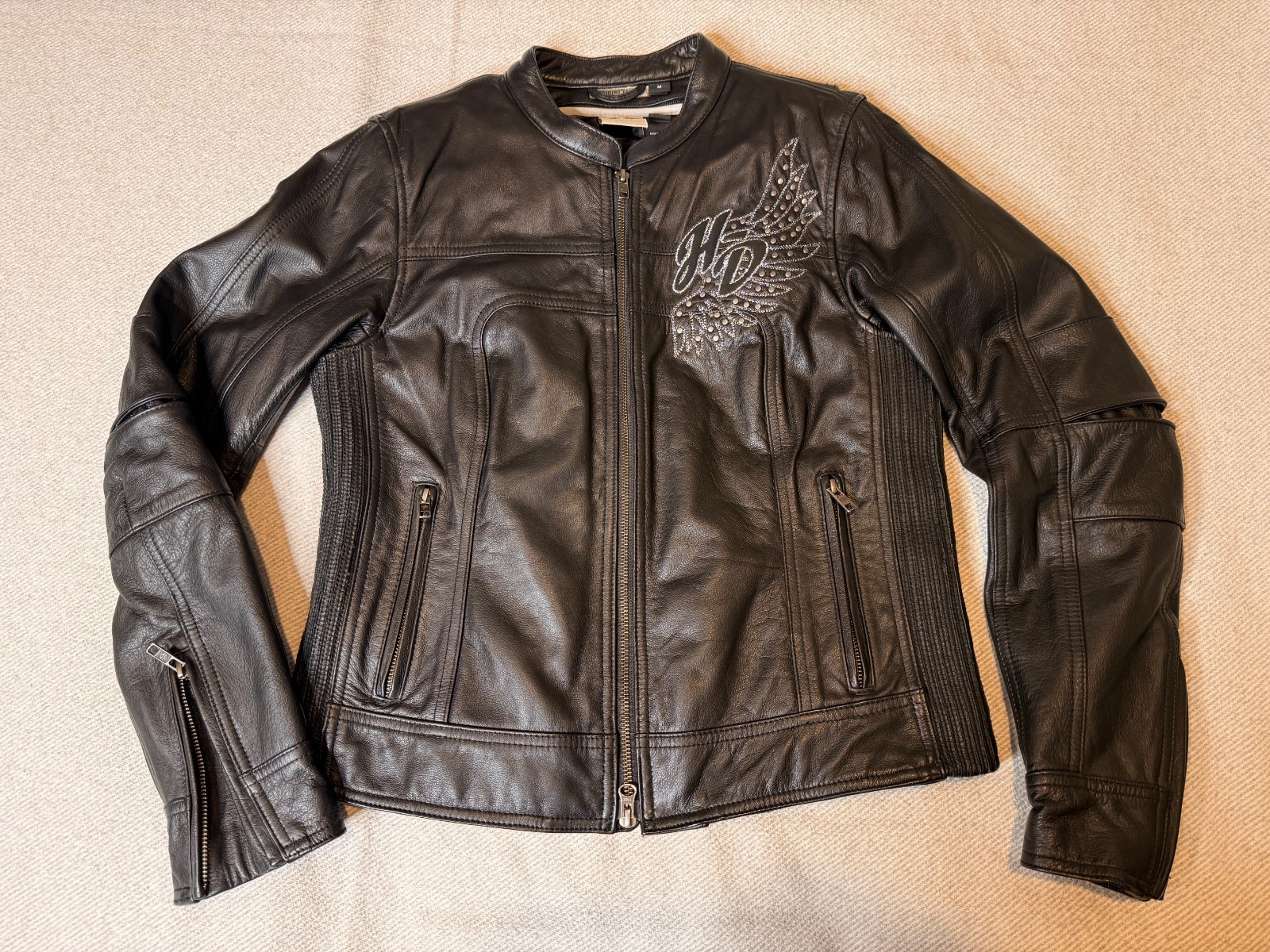 Harley-Davidson Women’s M Leather Jacket Affinity Wings Zip Out Liner 98029-12VW