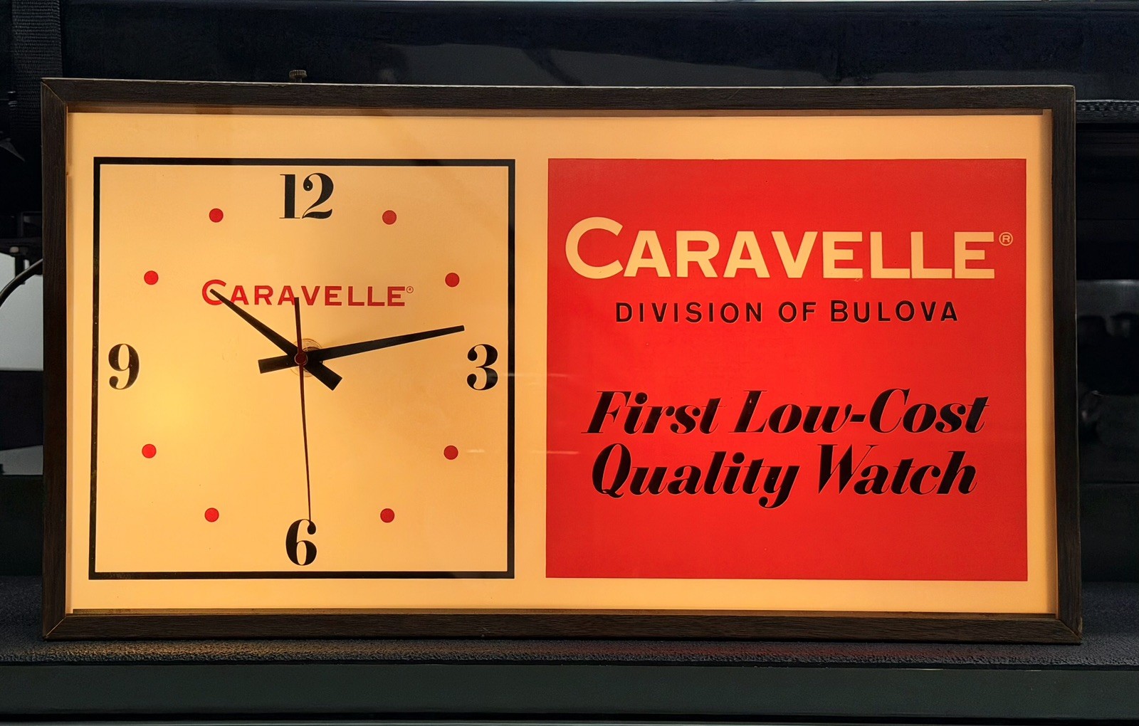 Vtg MCM Caravelle (Div. of Bulova) Watches Light-Up Advertising Sign/Clock 19