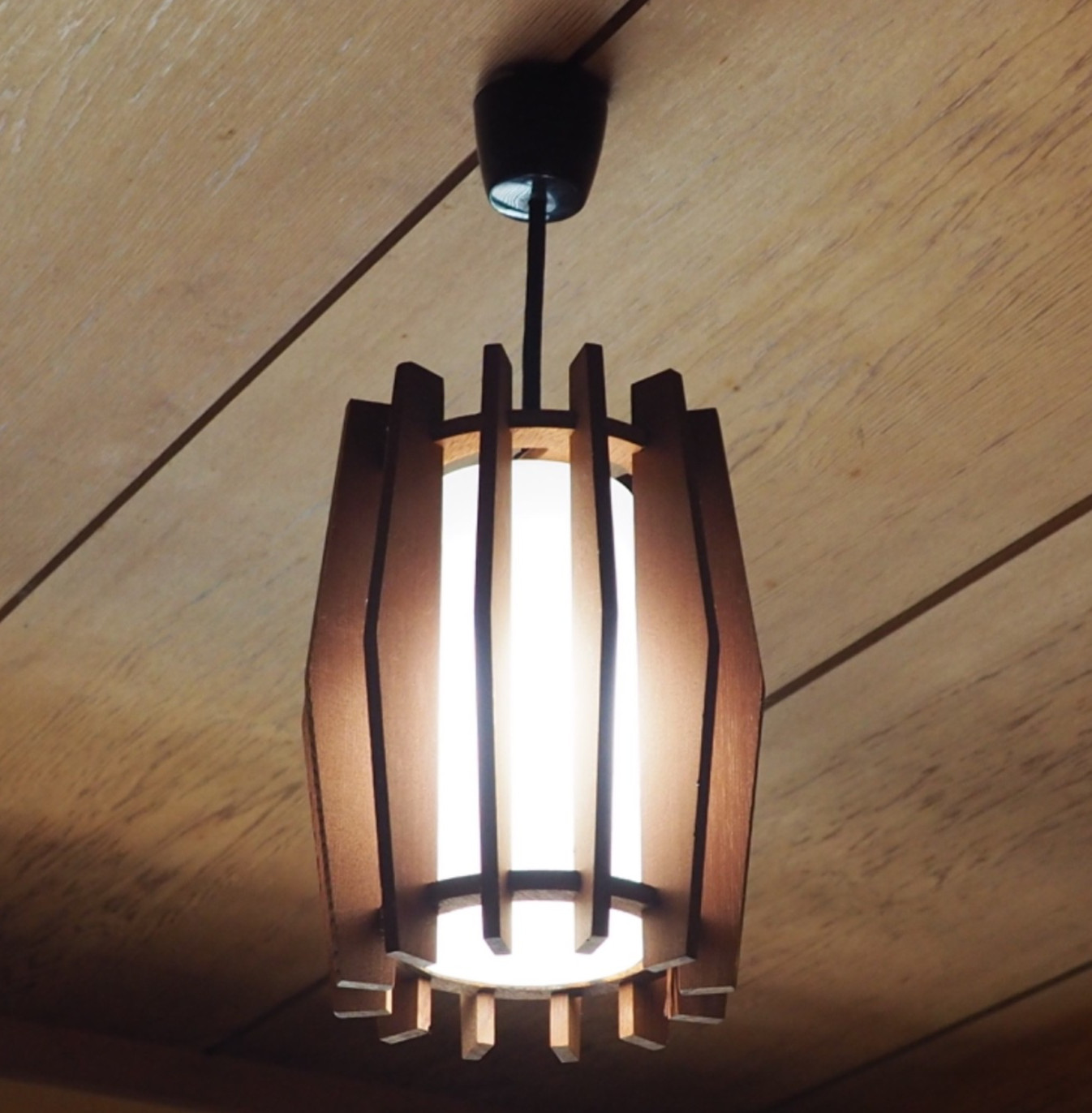 Vtg 1975 Mitsubishi Japan Modernist Sculptural Ceramic Wood Light Working
