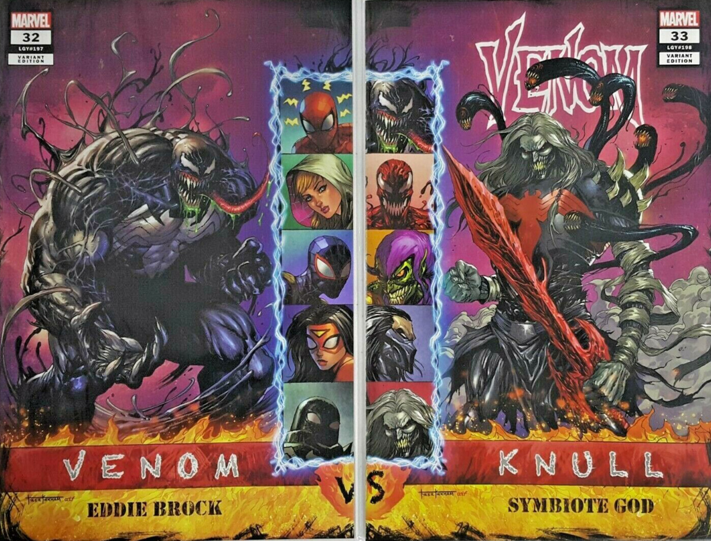 Venom #32 & #33 Tyler Kirkham Connecting Trade Dress Variant Set Comics Elite