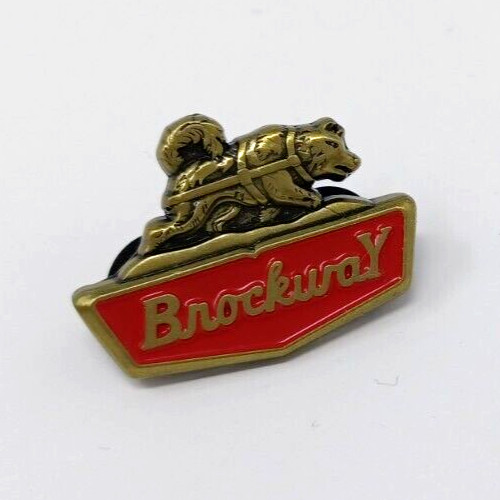 Brockway semi truck vintage style emblem lapel enamel hat pin brass coating Brockway semi truck vintage style emblem lapel enamel hat pin brass coating