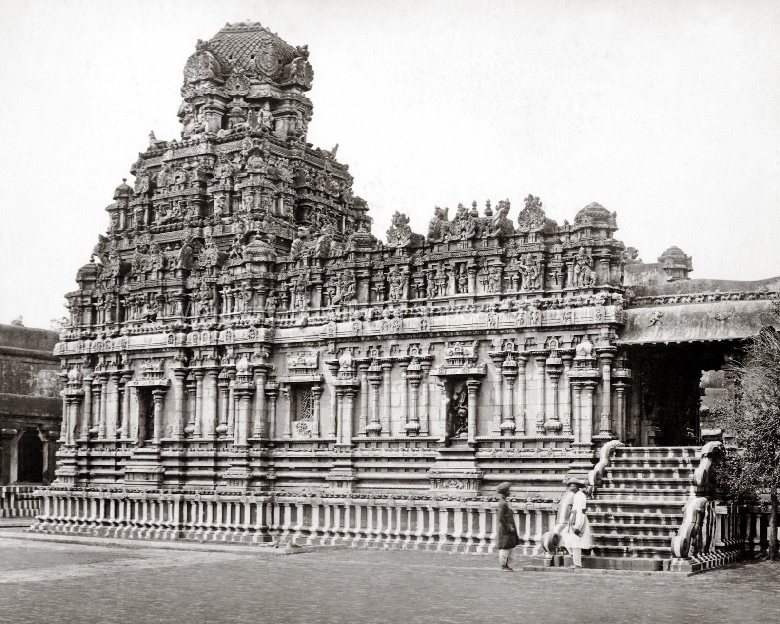 Tanjore India Carved Stone Temple Hindu Dravidian Architecture Vtg. Photo 19thC.