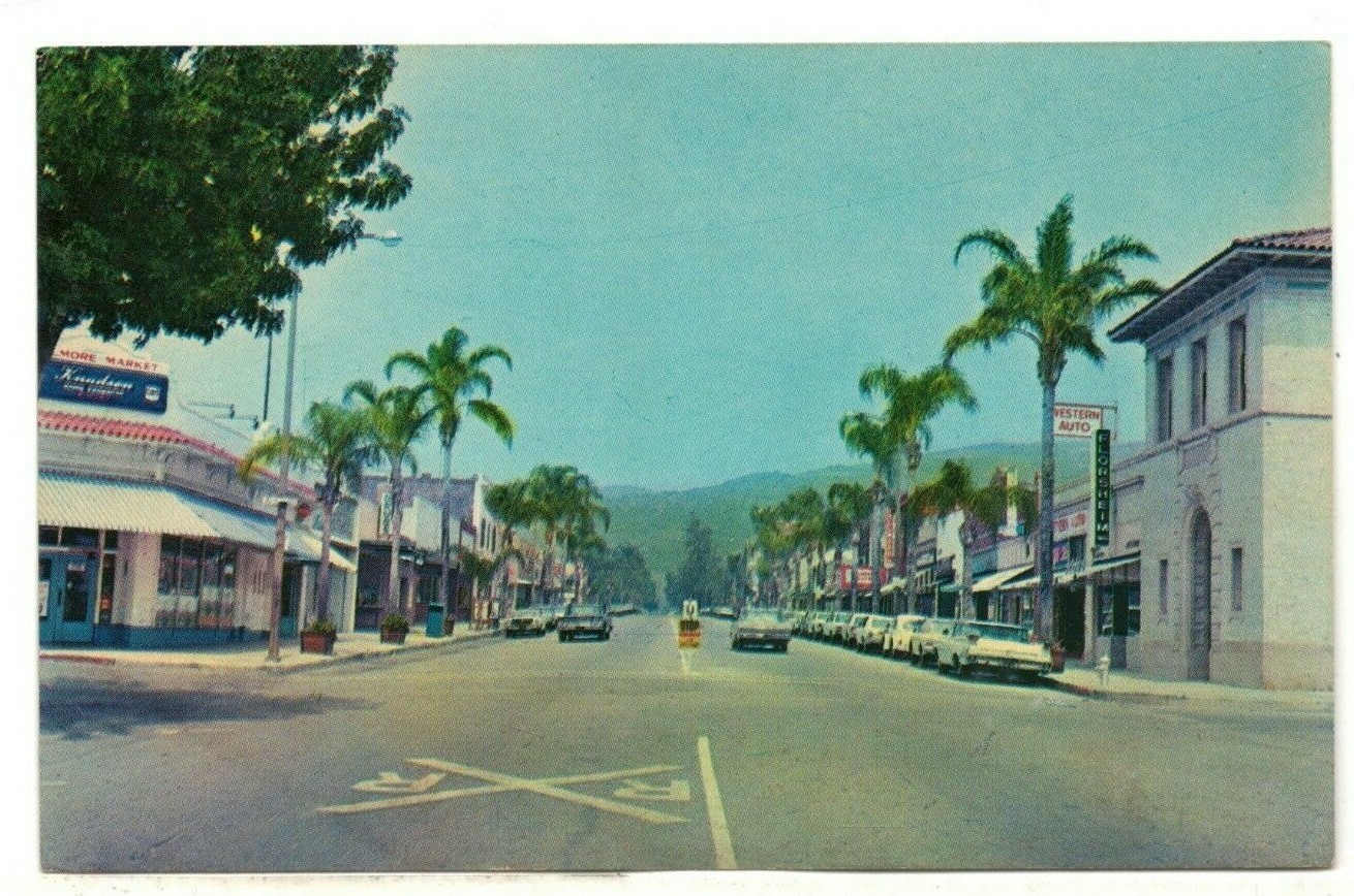 c1970 PC: Scenic View of Central Avenue, Fillmore, CA Business District - Stores