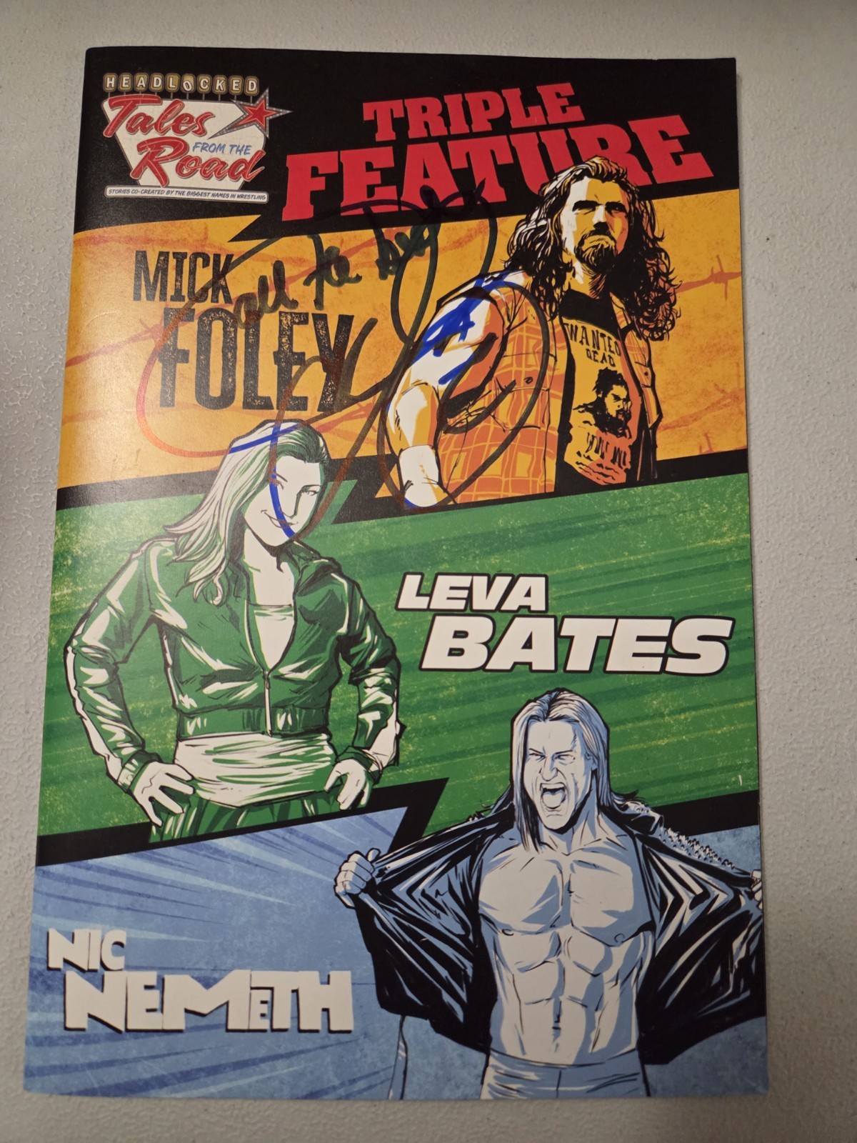 SIGNED BY MICK FOLEY HEADLOCKED TALES FROM THE ROAD TRIPLE FEATURE JSA