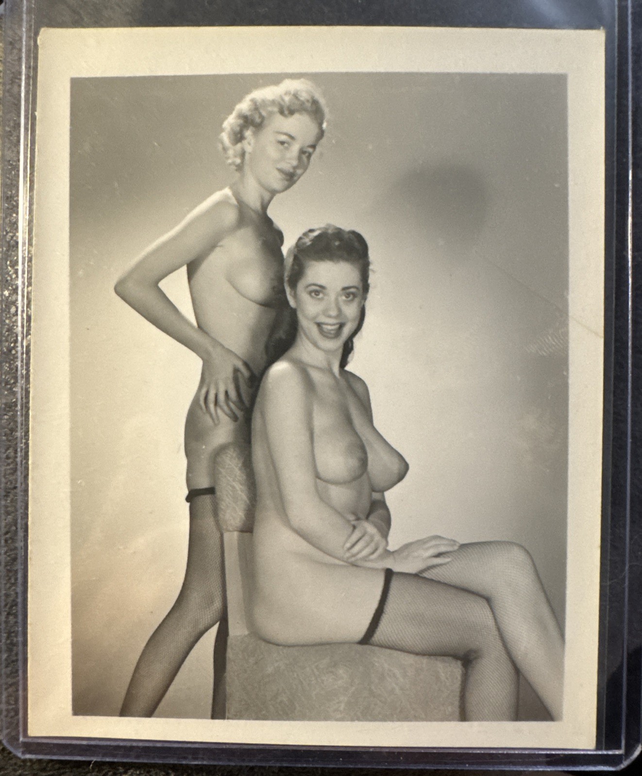 Vintage 1950's Girlie PIN UP Photo Risque B&W Original Nude 2 Women Vintage 1950's Girlie PIN UP Photo Risque B&W Original Nude 2 Women