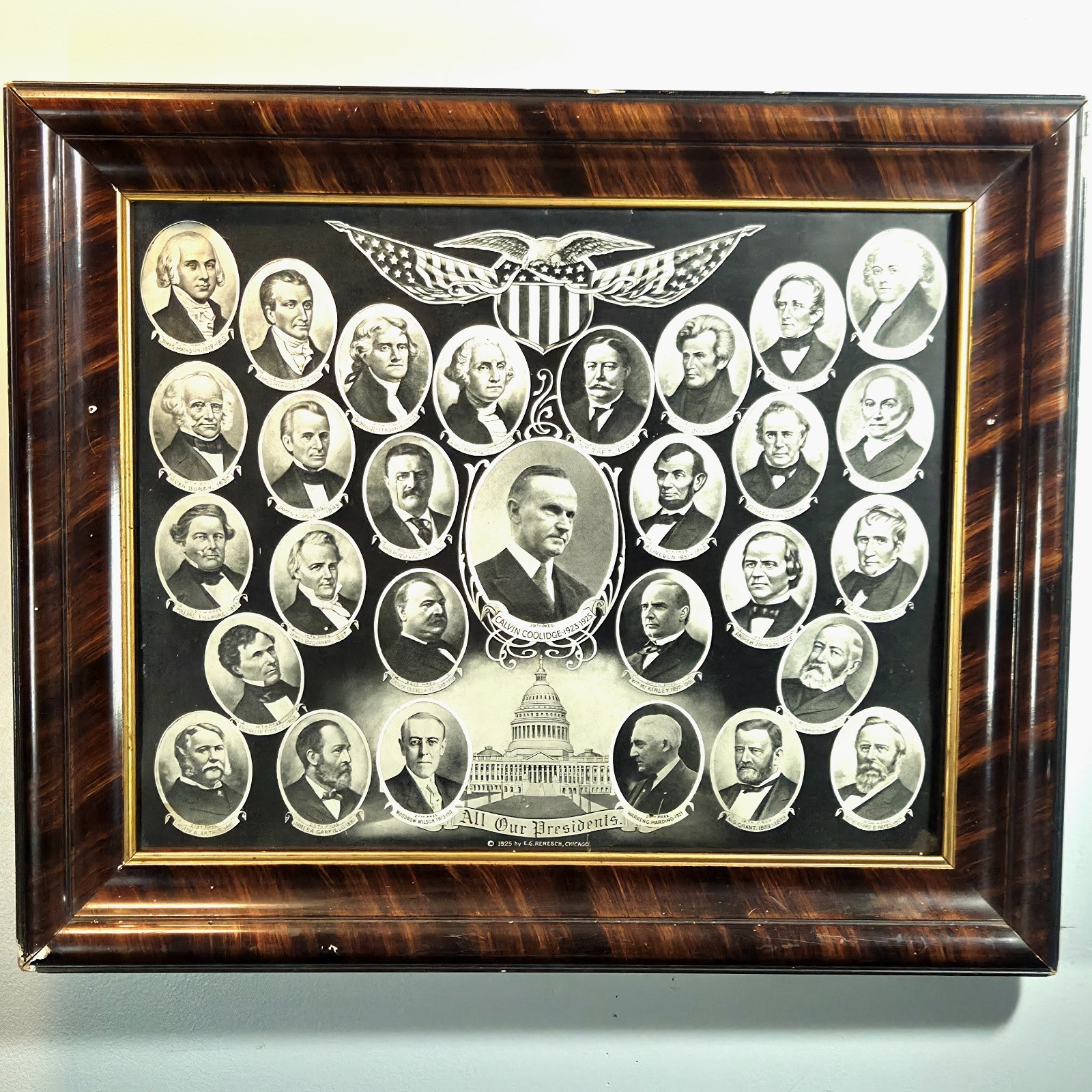 1925 E.G. Renesch All Our Presidents Calvin Coolidge Antique Presidential Print
