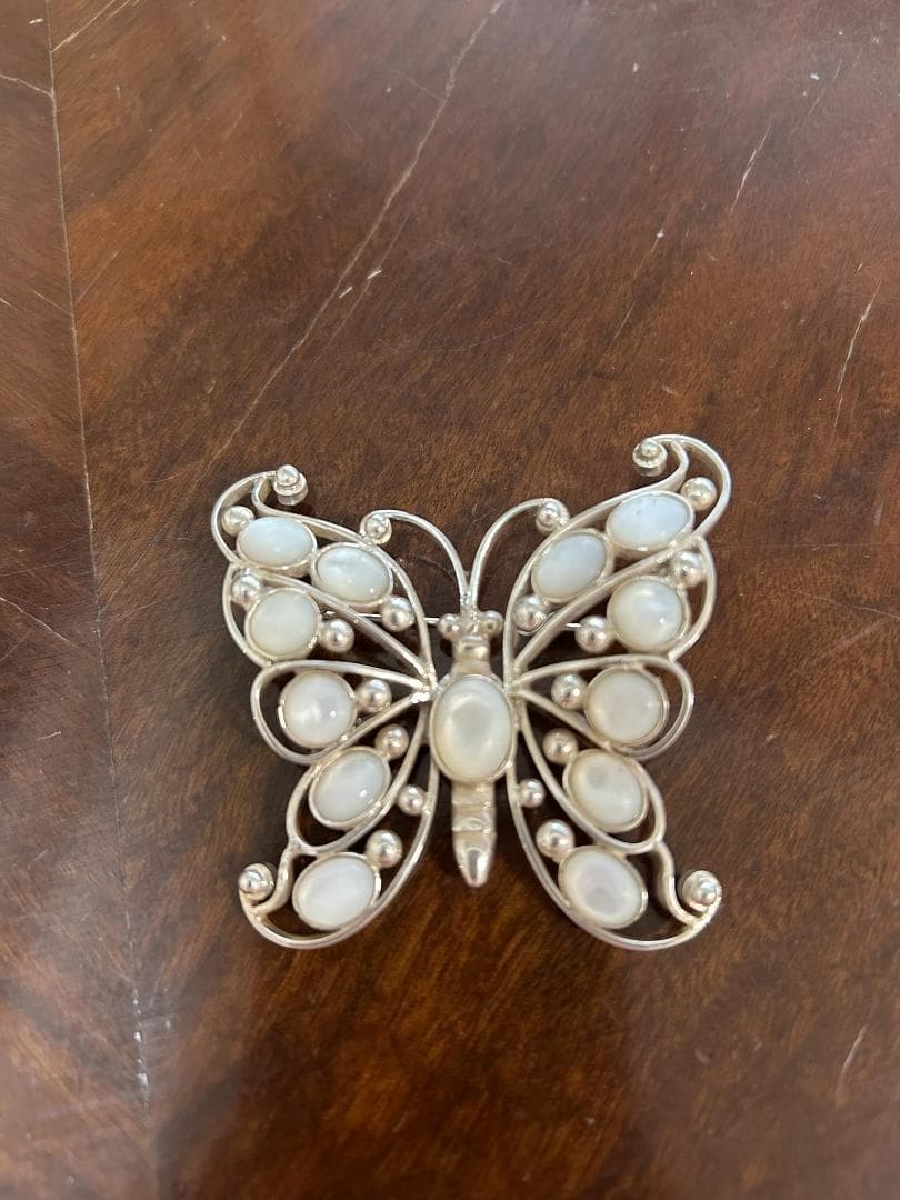 Ilaria Silver Shell Butterfly Brooch 6cm Vintage Peru Gift