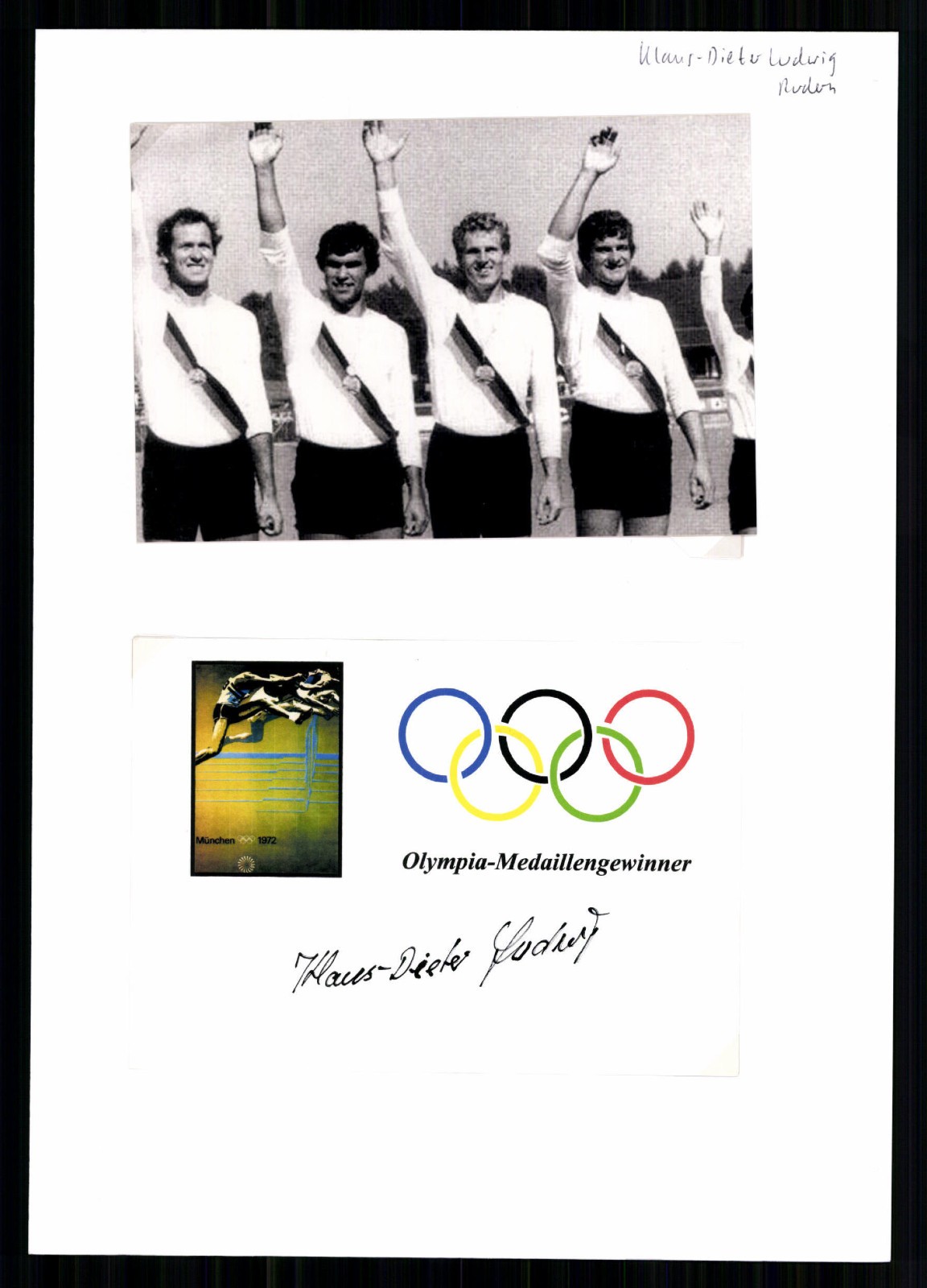 Klaus Dieter Ludwig Olympic Champion 1980 Rowing Original Signed # G 50414 Klaus Dieter Ludwig Olympic Champion 1980 Rowing Original Signed # G 50414