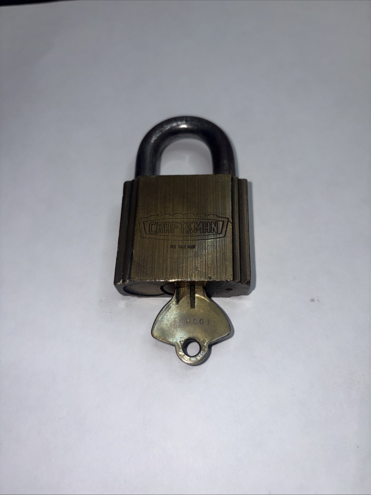 Vintage Crown Top Logo Craftsman Brass Padlock w/ Key Hardened Works Great