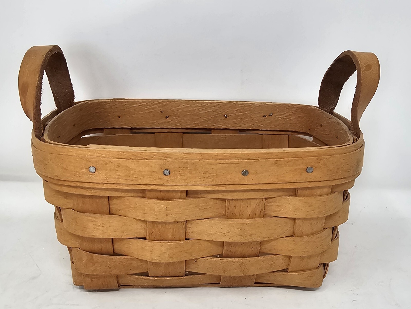 Vtg Longaberger 1995 Mini Basket w/ Double Leather Handle Handwoven Ohio USA 7\