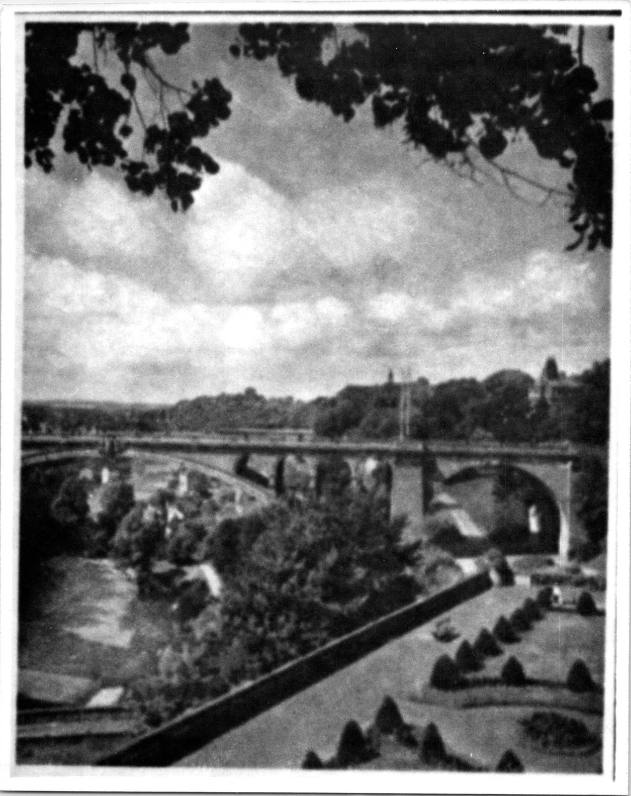 Blurry photo of Adolphe Bridge Luxembourg B+W Found Photo VB378