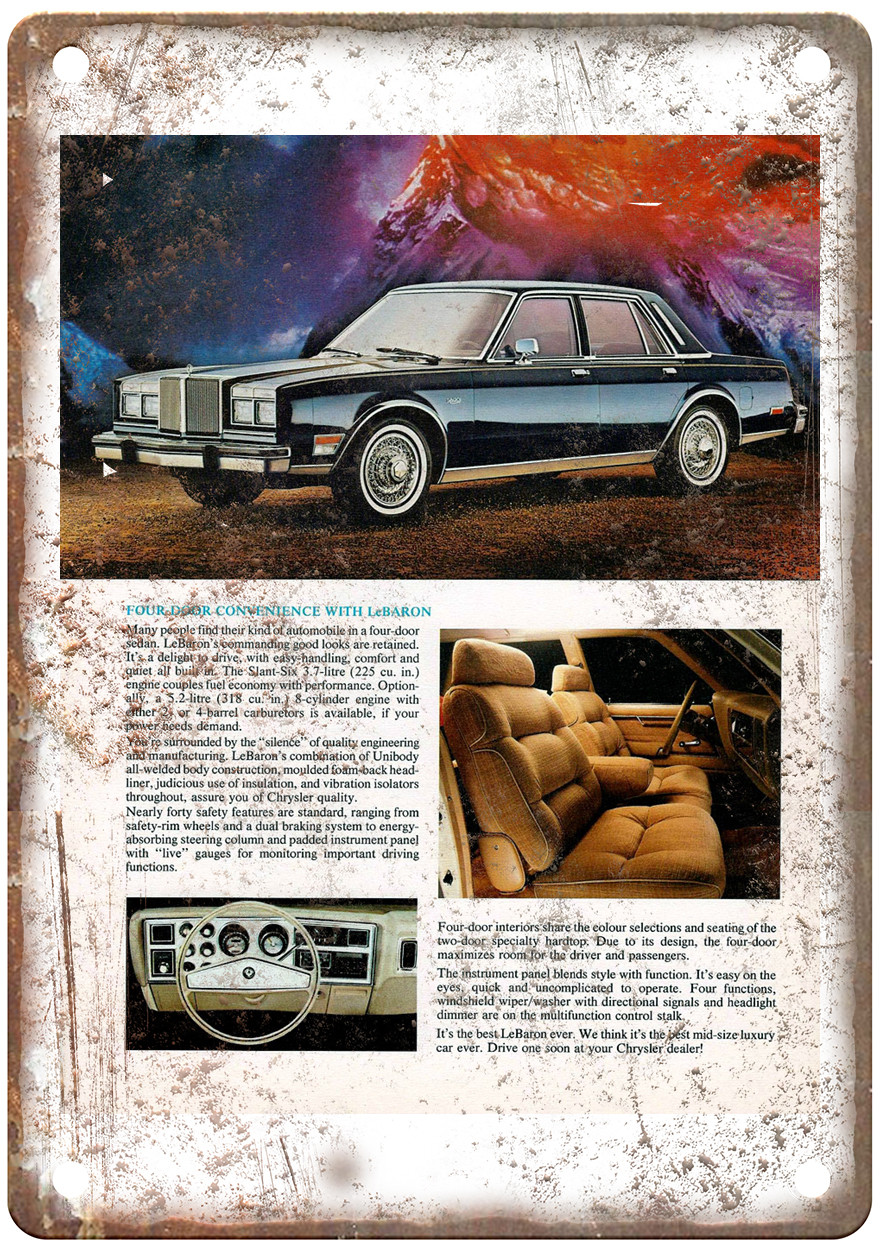 1980 Chrysler LeBaron Vintage Auto Ad Retro Look Metal Sign AM4793 1980 Chrysler LeBaron Vintage Auto Ad Retro Look Metal Sign AM4793