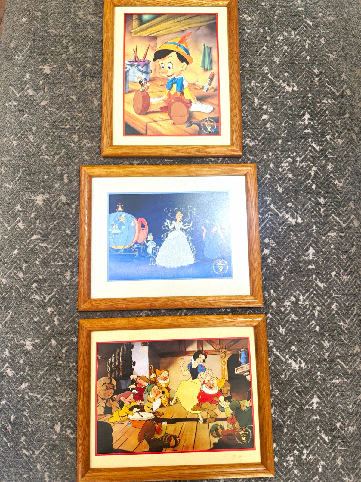 Vintage Disney Store Commemorative Lithographs 1993-1995 Framed Set of 3
