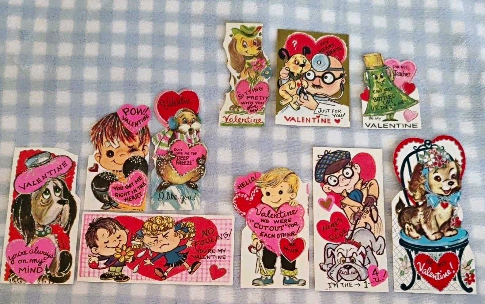 Lot of 10 Vtg Children’s Valentine’s Day Cards Die-Cut Retro 1950-1960s Ephemera