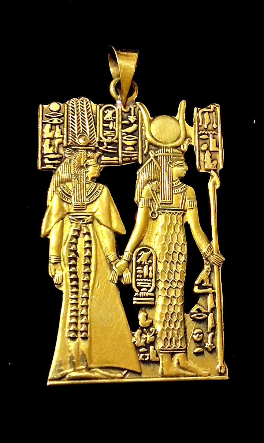 Egyptian Brass Pendant, Ancient Style Statement 2 1/4 Egyptian Brass Pendant, Ancient Style Statement 2 1/4