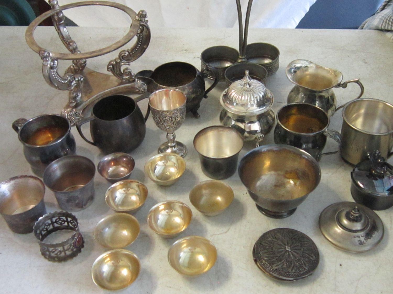 Vtg SILVERPLATE LOT Mixed Sizes & Pieces Marked & UnMarked Various Makers 7lbs