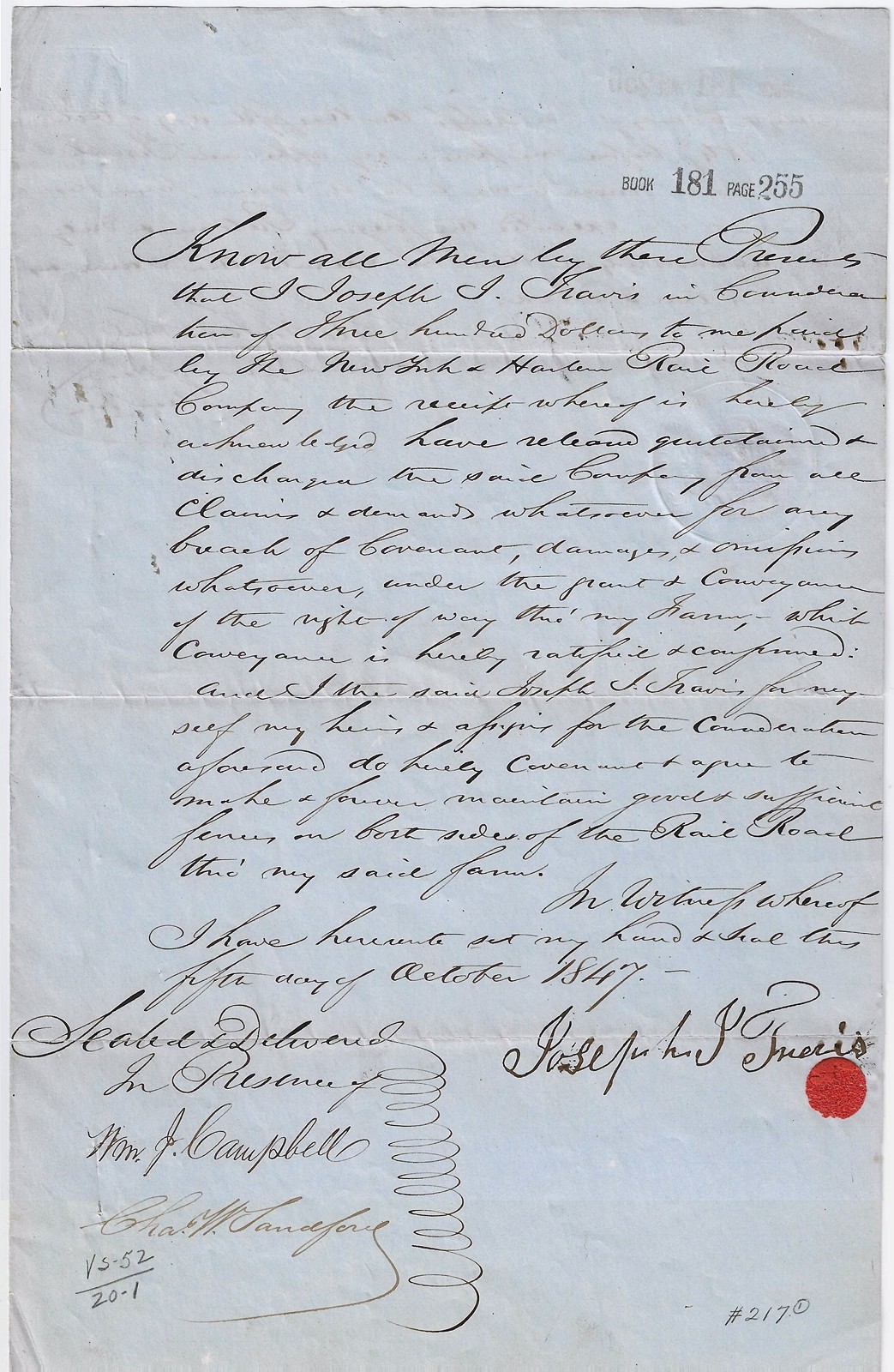 CIVIL WAR General Sandford, NY Militia, NYC Draft Riots, 2x Signed 1851 RR Doc.