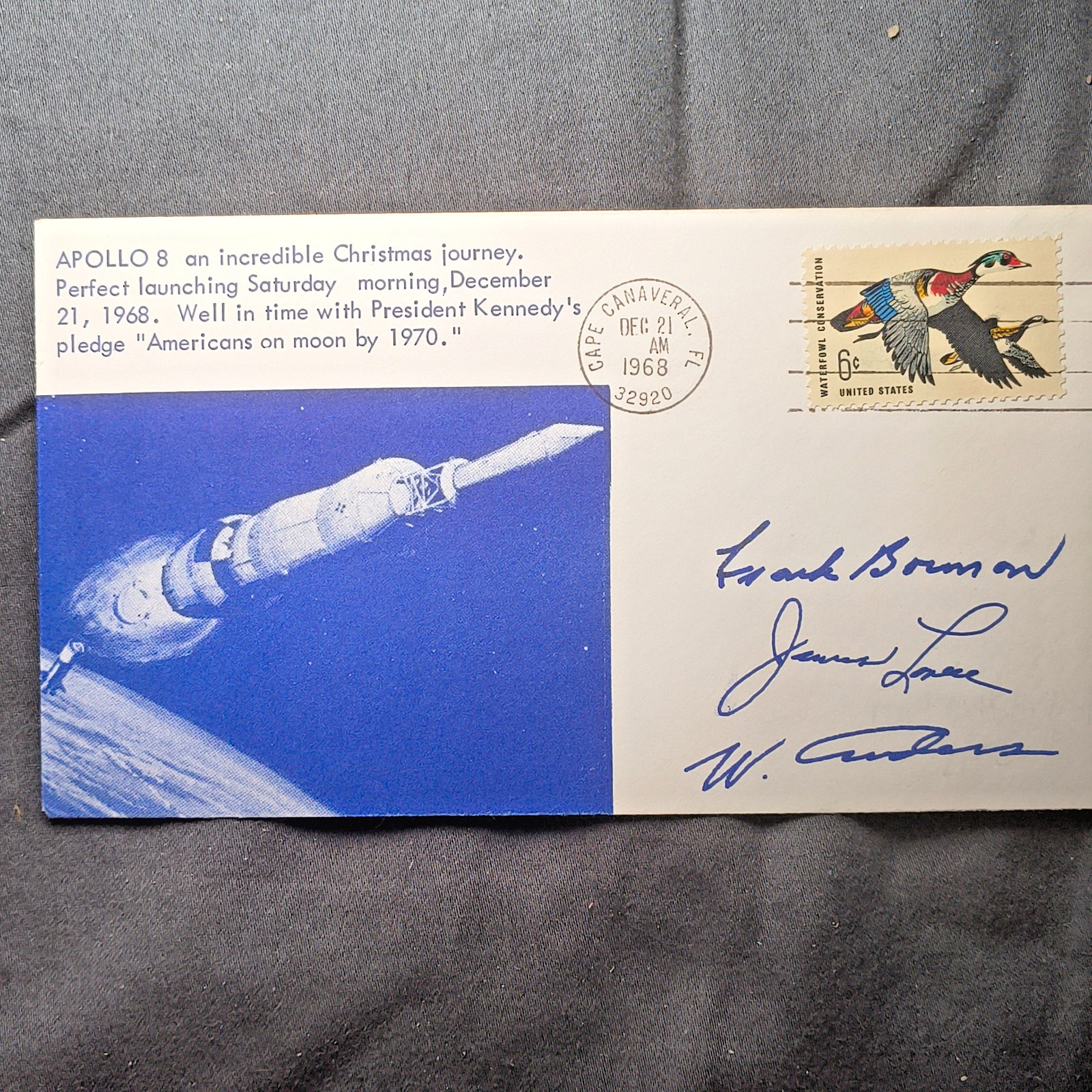 Apollo 8 Launch Cover Crew Signed Frank Borman Jim Lovell William Anders 1968