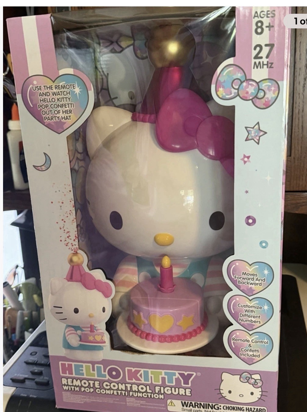 NEW JUMBO Hello Kitty Remote Control Figure with Pop Confetti Function Birthday