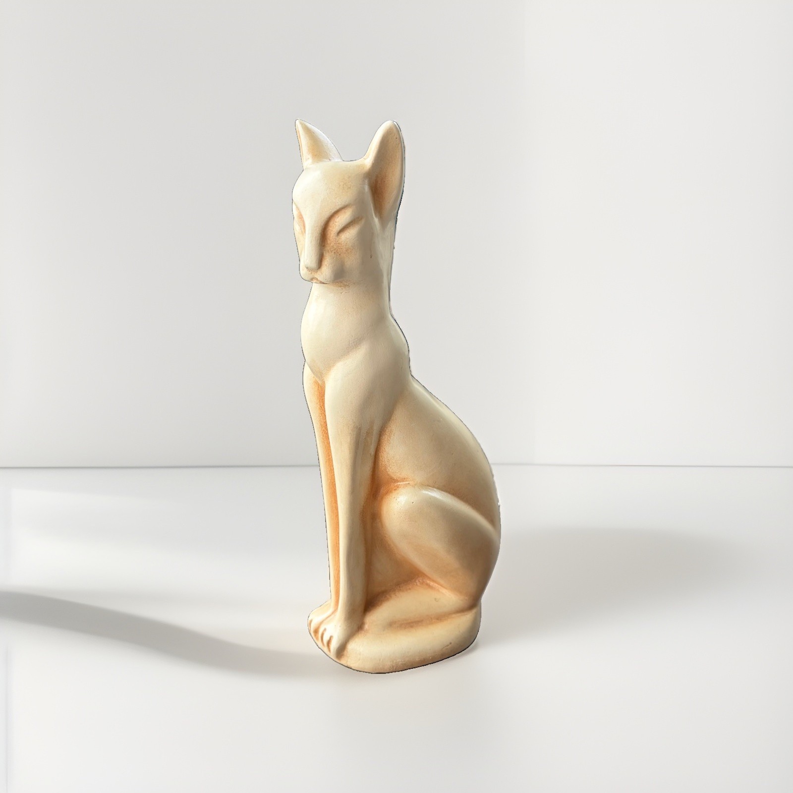 Vintage MCM Art Deco Ceramic Siamese Cat Statue 15” Cream Matte Figurine Tall Vintage MCM Art Deco Ceramic Siamese Cat Statue 15” Cream Matte Figurine Tall