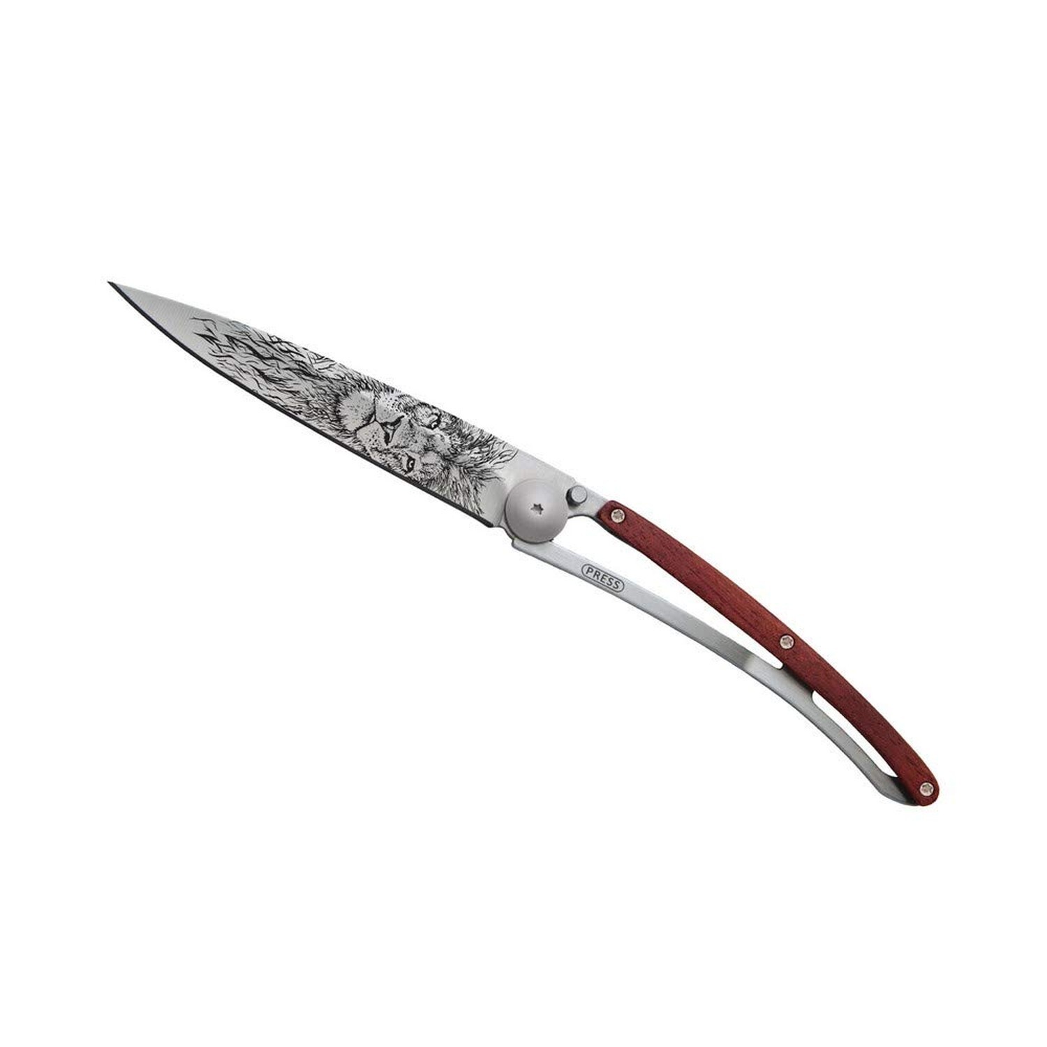 deejo - Ultra-Light Folding Pocket Knife with Belt Clip - 1.3 oz Coral Wood V...