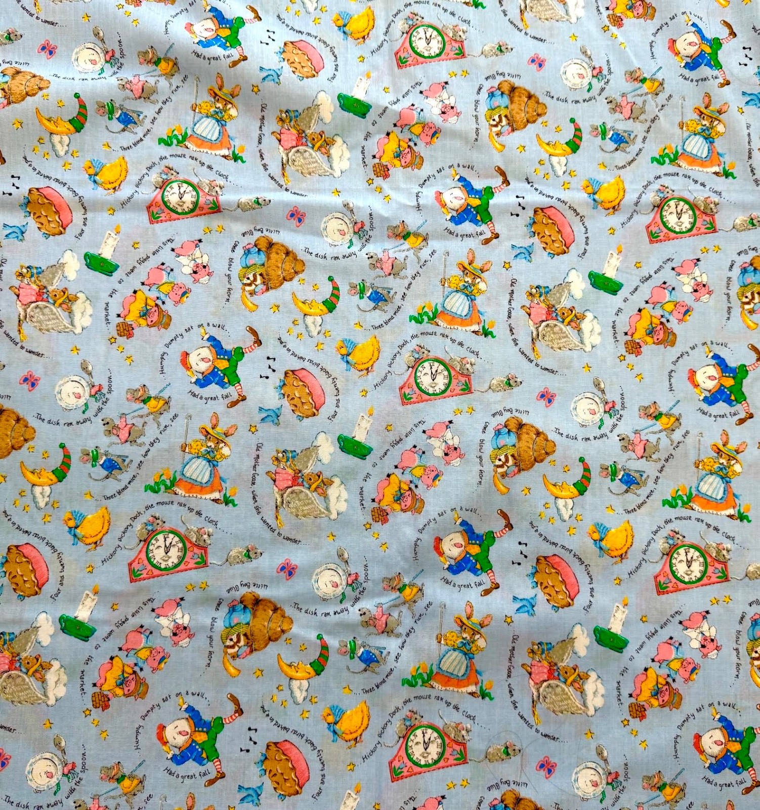 Vintage Cranston VIP Cotton Blend Fabric Nursery Rhymes 44\ Vintage Cranston VIP Cotton Blend Fabric Nursery Rhymes 44\