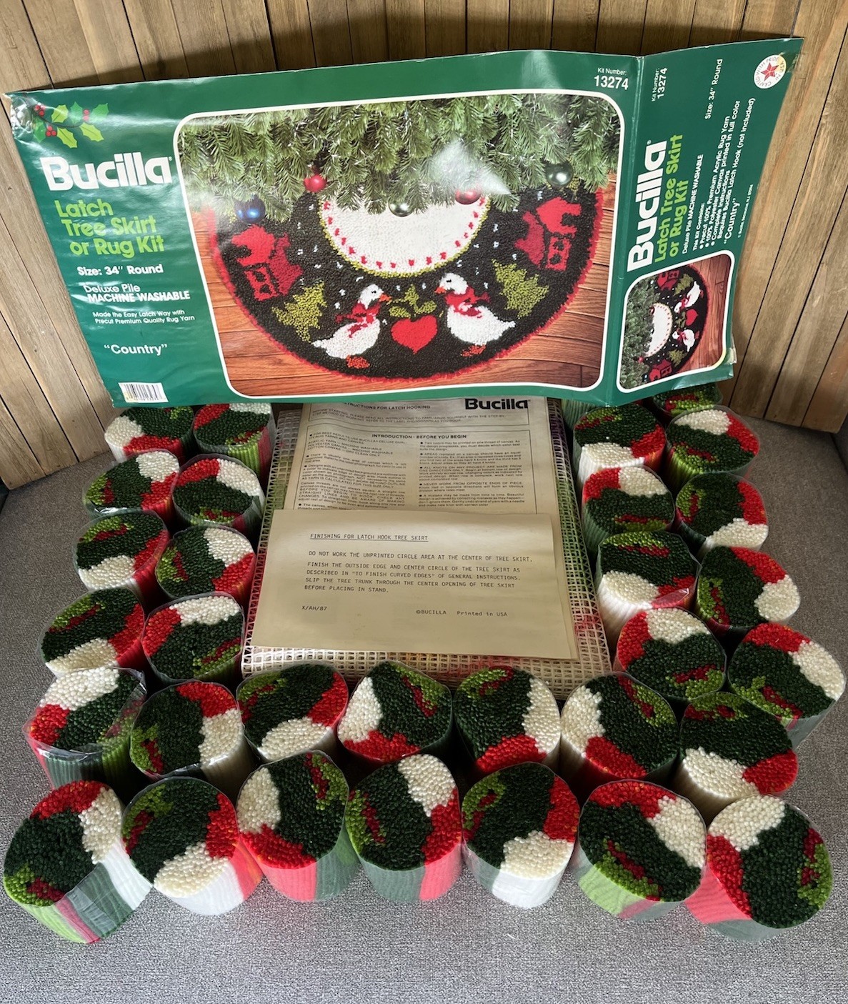Bucilla Latch Tree Skirt Or Rug Skirt Vintage Christmas geese Kit Open Box