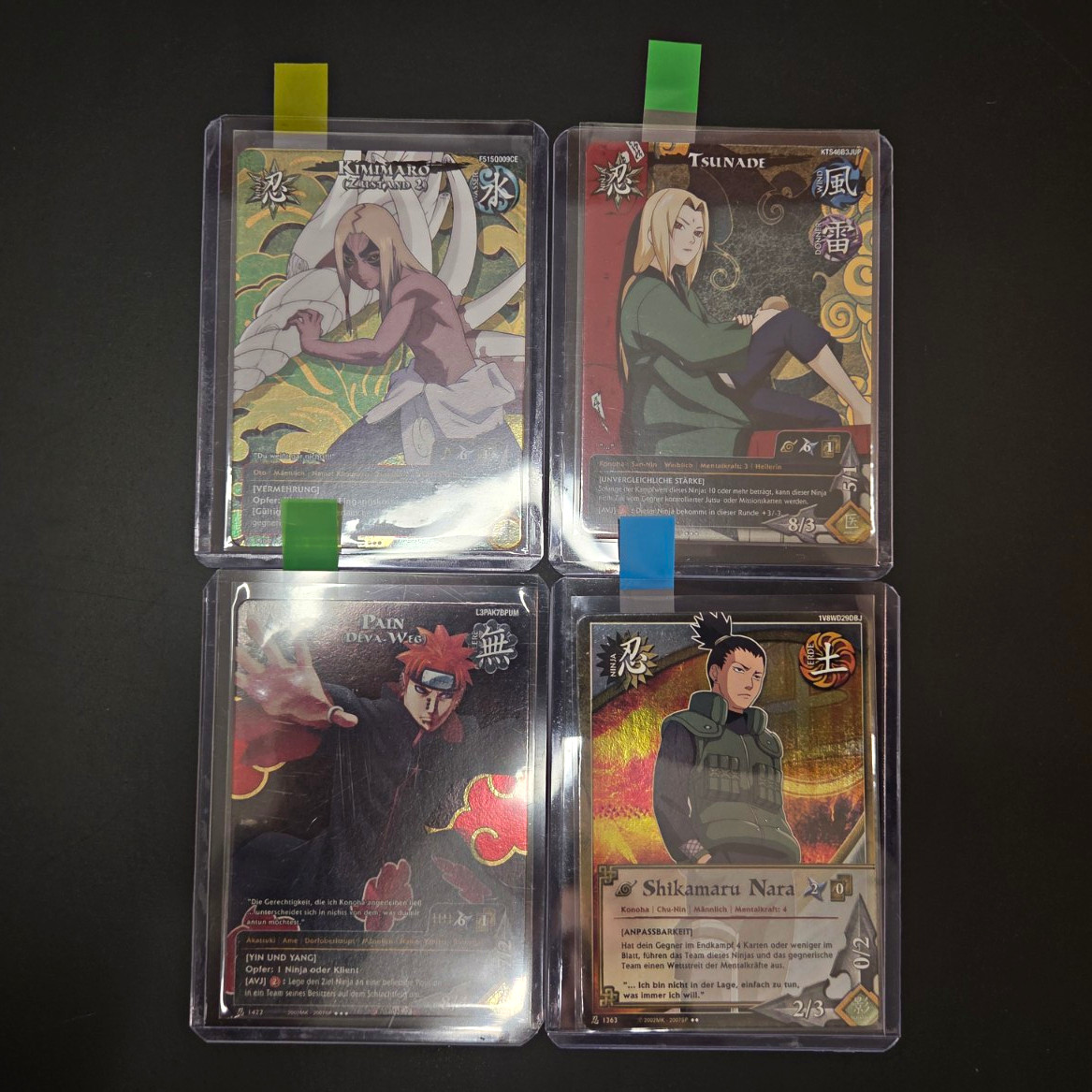 Bandai Naruto CCG Lot 4× Foil/Holo Lot Tsunade, Pain, Shikamaru, Kimimaro