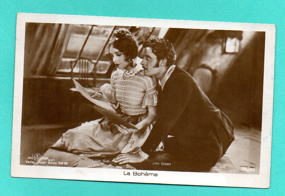 LILLIAN GISH AND JOHN GILBERT # 63/1 VINTAGE PHOTO PC. PUBLISHER GERMANY  896