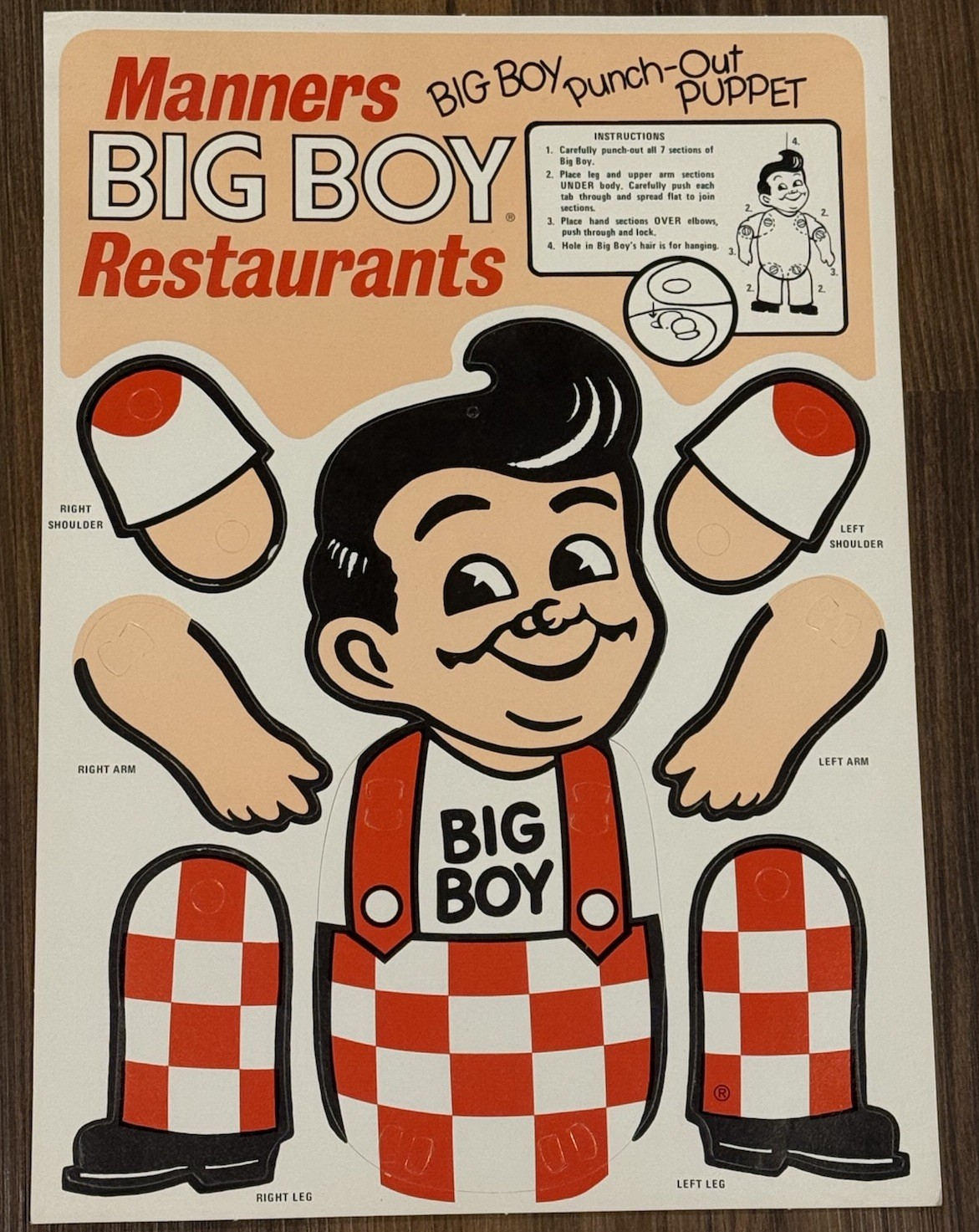 Vintage Big Boy Restaurants Large Moving Poster Puppet-Unassembled Lot Of 21 NOS