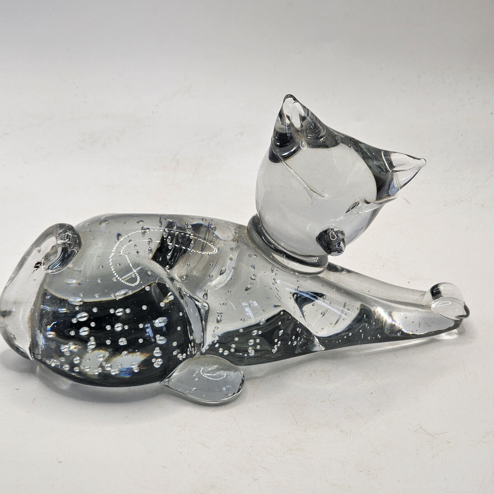 Clear Glass Cat Kitten Figurine Sculpture Paperweight Estate Find Clear Glass Cat Kitten Figurine Sculpture Paperweight Estate Find