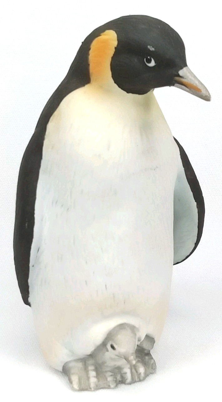 Vintage 1980s Lefton Emperor Penguin & Chick Hand Painted Figurine New Arrival