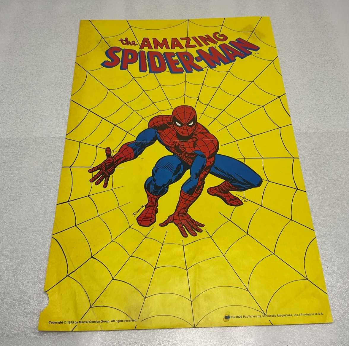 Vintage 1979 The Amazing Spider-Man Poster Scholastic Marvel John Romita A4