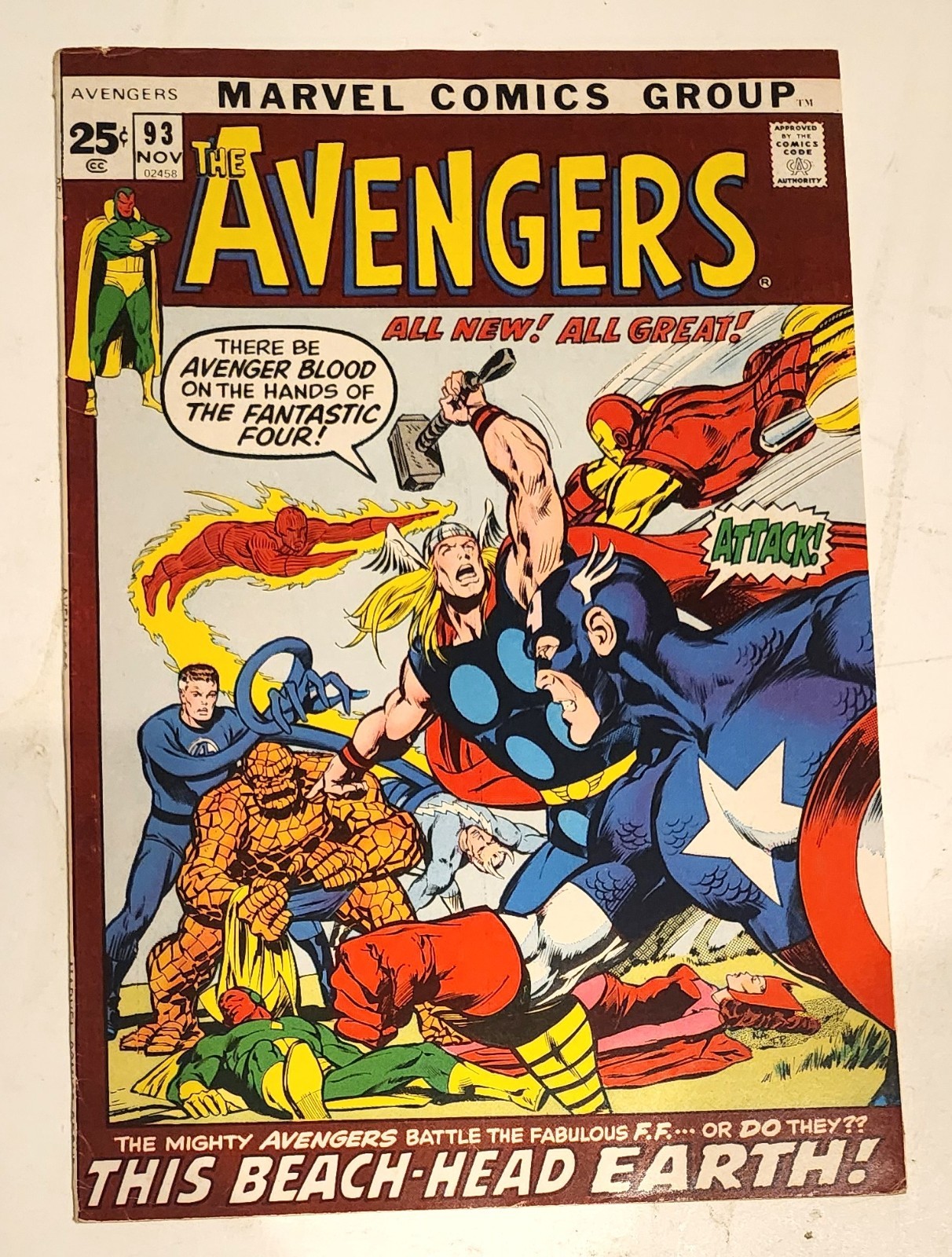 AVENGERS #93 GIANT SIZE ALL NEAL ADAMS CLASSIC GLOSSY 7.5/8.0