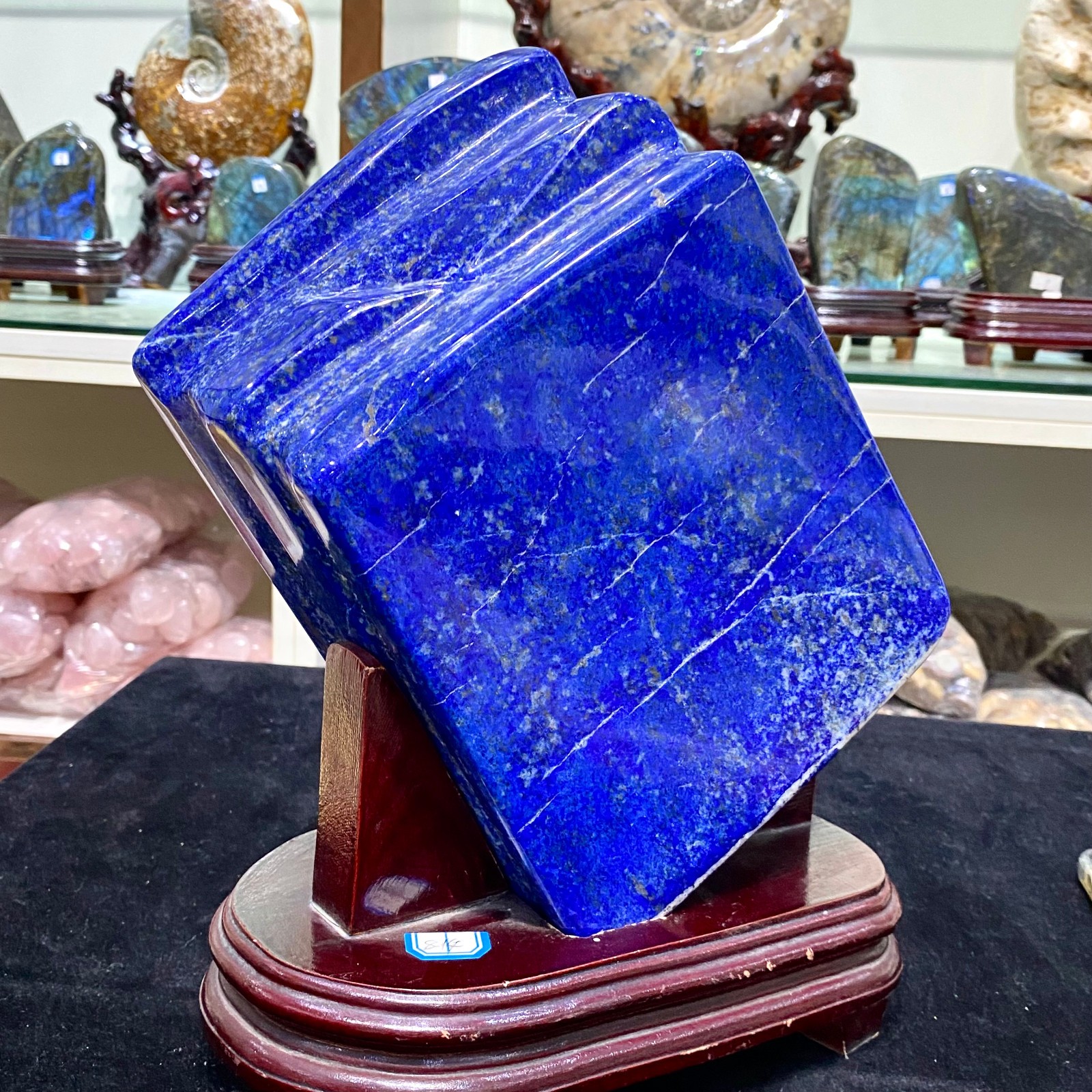 17.9LB TOP Natural Lapis Lazuli jasper quartz crystal Furnishing articles+stand.