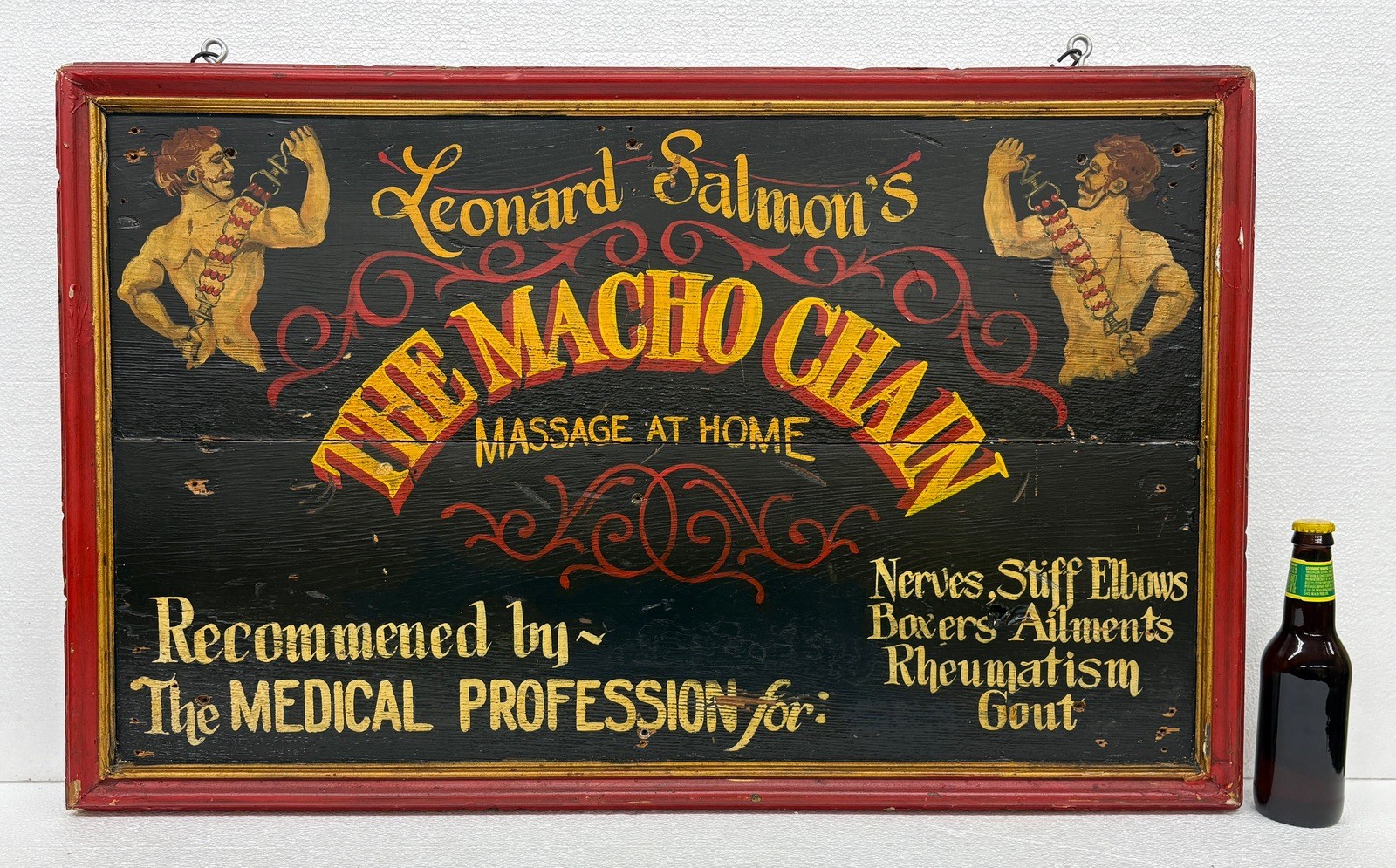 Vtg Leonard Salmon\'s Macho Chain Massage Quack Medicine 36x22\