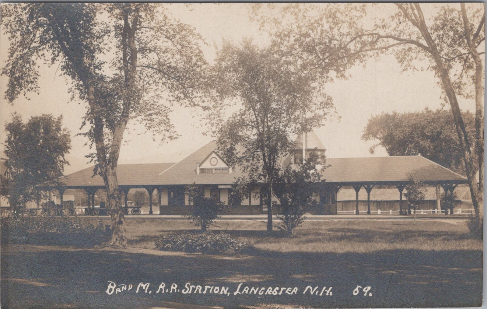 Boston Maine Railroad B and M RR Station Depot Lancaster NH RPPC 1910s Postcard