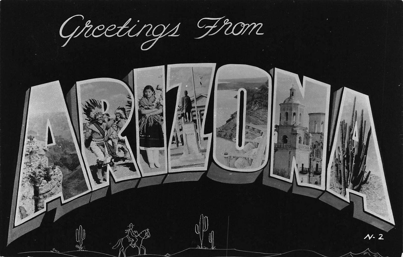 Arizona AZ Greetings From Large Letter Real Photo RPPC Kodak Postcard
