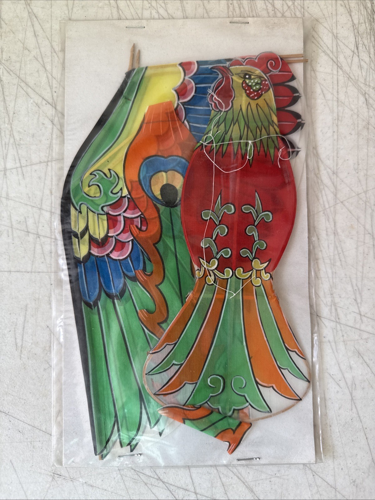Vtg Chinese Colorful Bird Paper Kite NOS sealed W/string