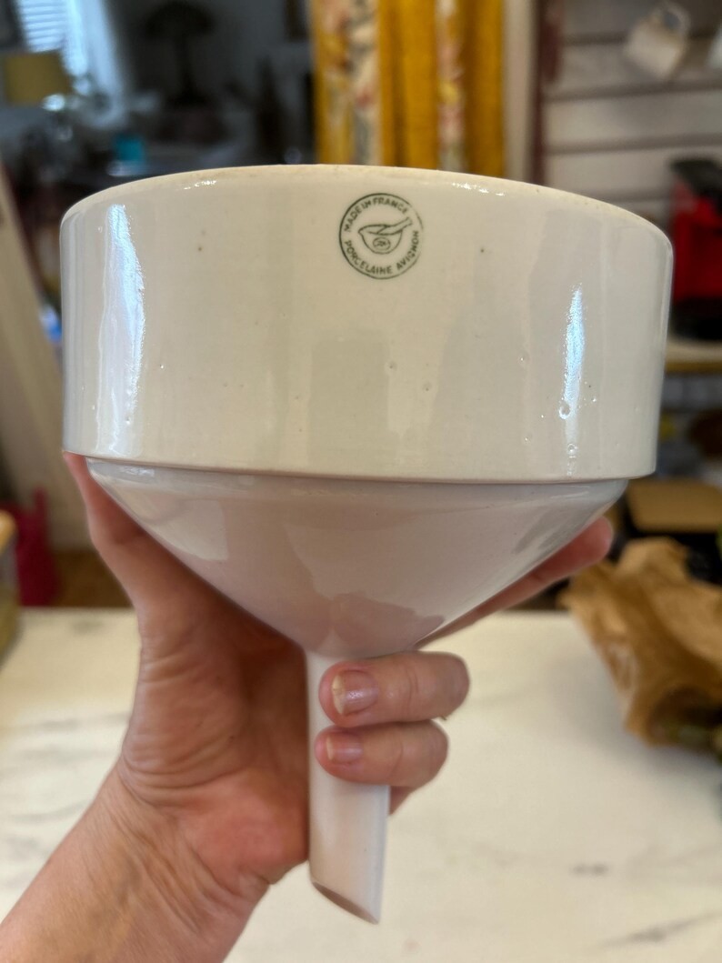 Rare Vintage French Porcelain Funnel Originally for Science Laboratory