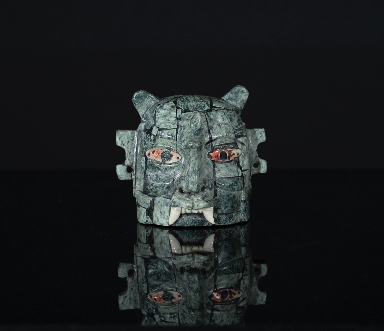 Handcrafted pendant Camazotz Crafted from fine granite inlays of Spondylus shell