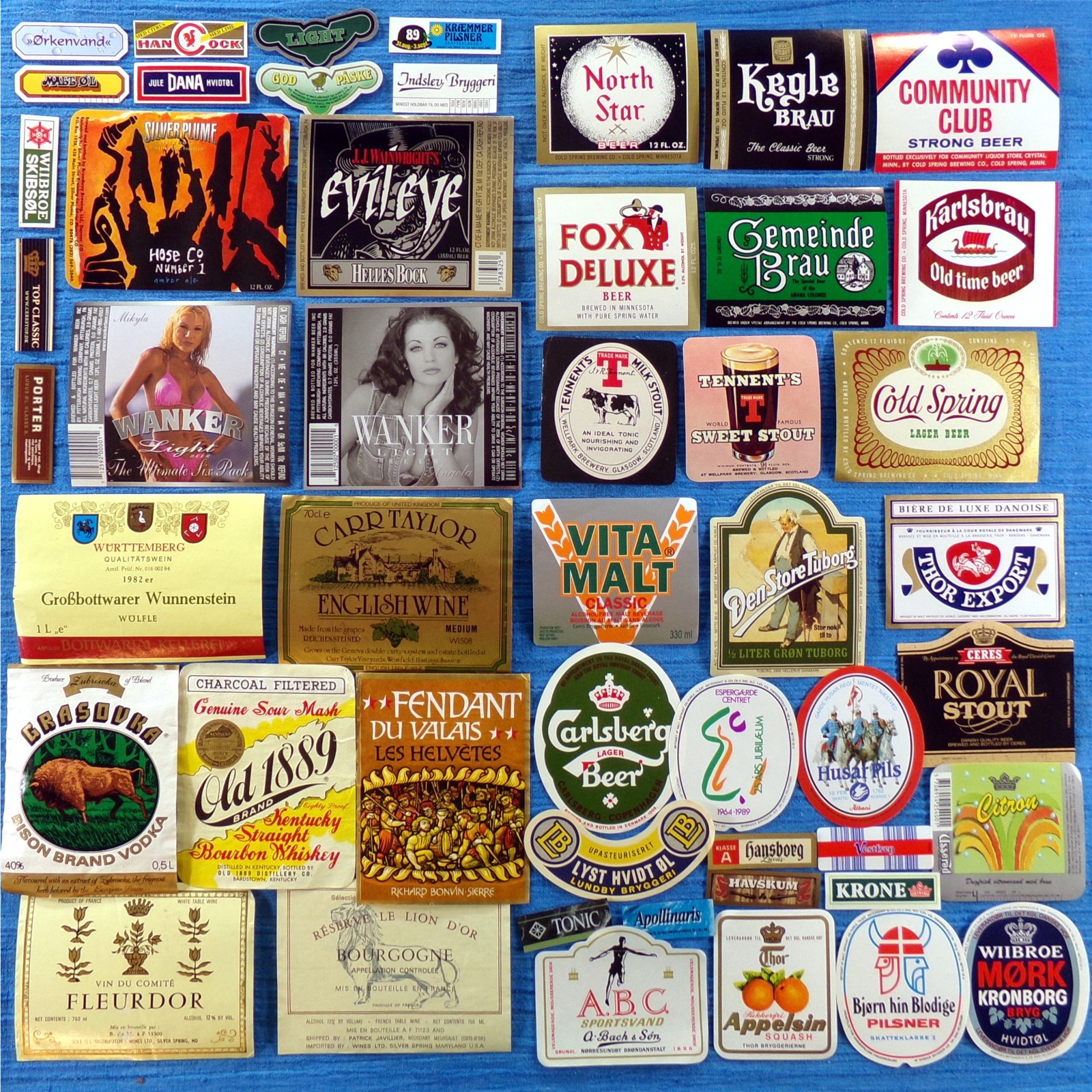 50 LABELS Beer Wine Liquor Worldwide Variety Bottle Label Lot Vintage Modern Mix
