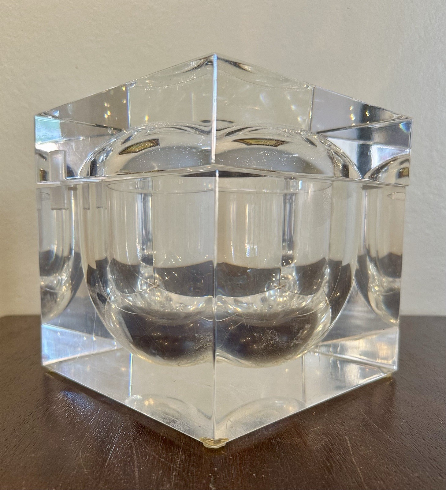 Vintage MCM Alessandro Albrizzi Italy Lucite Acrylic Swivel Ice Bucket Clear