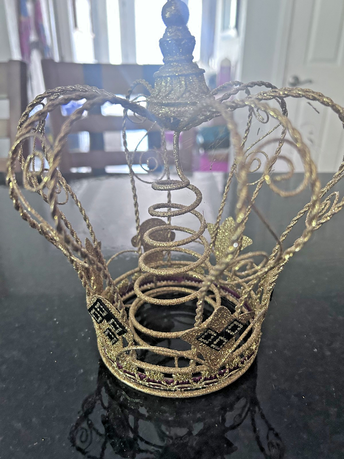 Gold Christmas Crown Tree Topper Glittered Metal Crown 7.5\