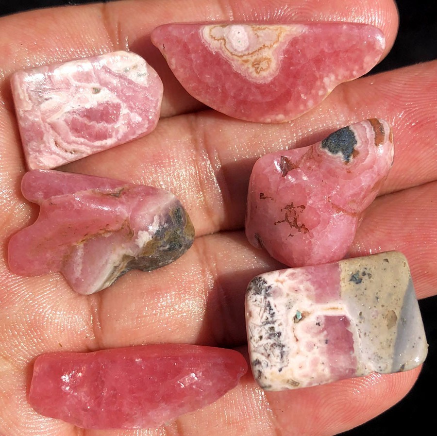 37.4g 6PC Gemmy Natural Transparent Red Rhodochrosite Crystal Specimen ie2303